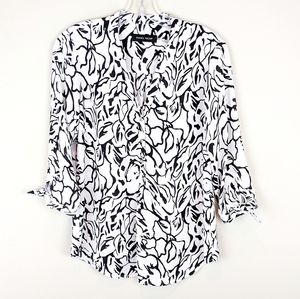 - Ivanka Trump | White Black Print Blouse-E90